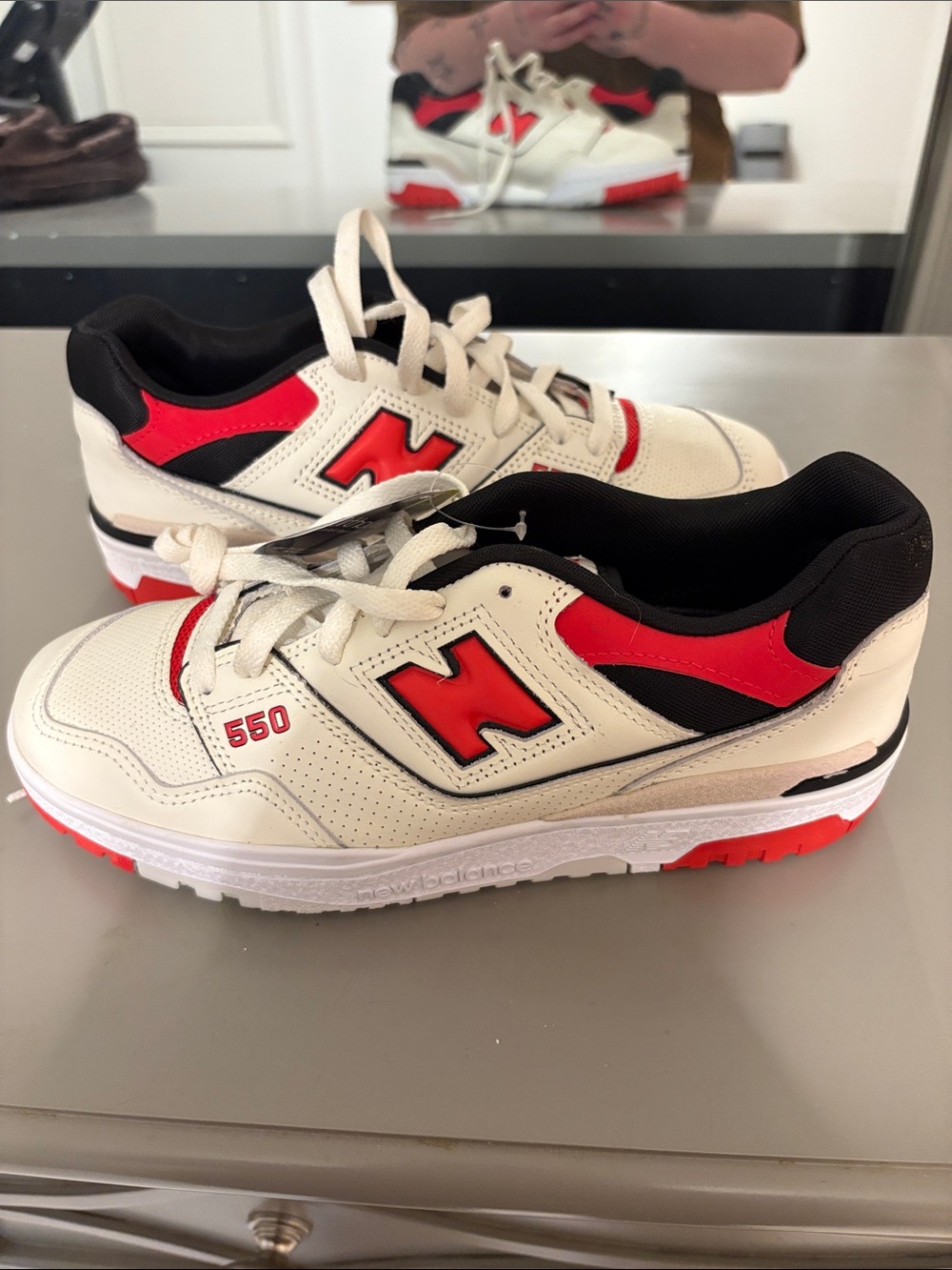 New Balance 550 White Red Black Low-Top Sneakers